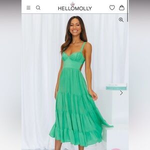 HelloMolly Freshly Brewed MIDI Dress Green